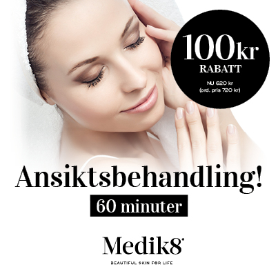 I denna behandling jobbar vi med professionella och aktiva produkter från Medik8, med en grundläggande anti-age filosofi. Rengöring, peeling, portömning, brynplock, massage på ansikte, nacke och dekolletage, mask samt avslutande serum och kräm. I denna behandling jobbar vi med professionella och aktiva produkter från Medik8, med en grundläggande anti-age filosofi. Rengöring, peeling, portömning, brynplock, massage på ansikte, nacke och dekolletage, mask samt avslutande serum och kräm.