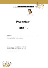 presentkort_1000 Hudinstitutet Presentkort 1000 kronor